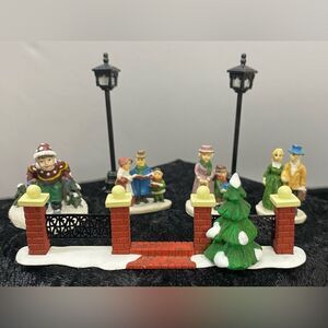 Christmas Village Fairy Garden Figures Fence Villagers Carolers Skier Lampposts